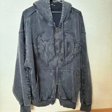 그런지 가공 풀 집업 후드티