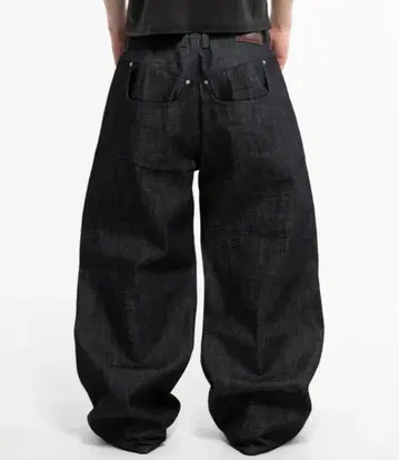 MENES Janome Raw Baggy Jeans Black M 사이즈