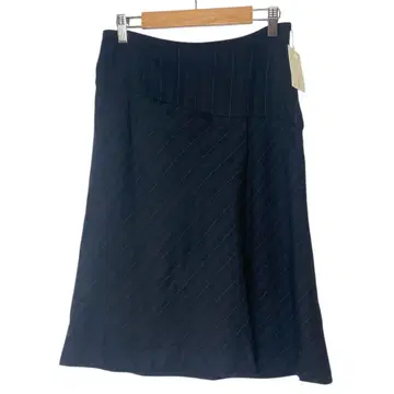 택 포함 새상품 et vous 블랙 스트라이프 미디 스커트 S 울 98%