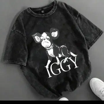 IGGY 캐릭터 블랙 T셔츠