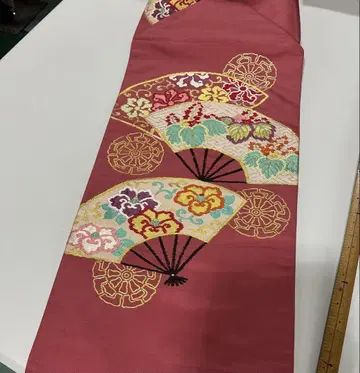 3064 나고야 오비 부채 패턴 앤티크풍 길이 330cm 폭 30cm