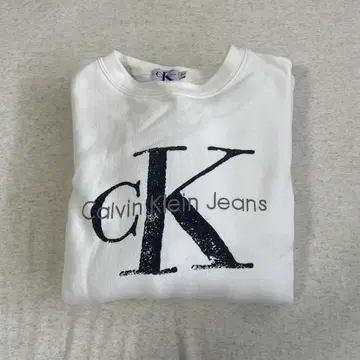 [ 얼룩 없음 ] Calvin Klein Jeans 화이트 맨투맨 M