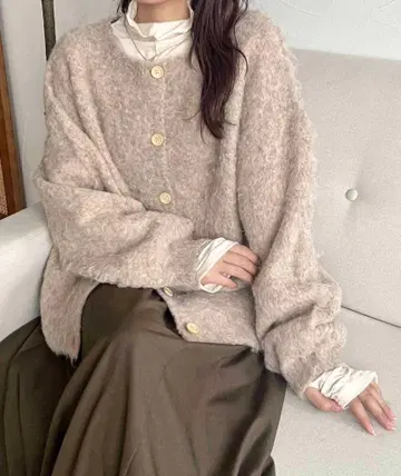 [ apres jour clair ] 부클레 샤기 가디건 ZOZO 한정판