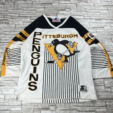 90s STARTER NHL 펭귄스 긴팔 게임 셔츠 빅 로고