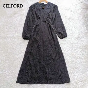 CELFORD 카슈쿠르 도트 원피스 블랙 허리 벨트