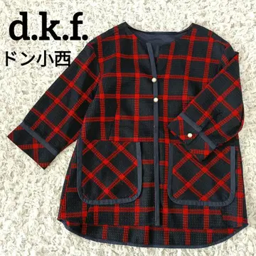 새상품급 d.k.f. 돈코니시 노카라 체크 무늬 자켓 7부 소매