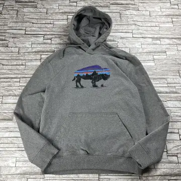 Patagonia 후드티 그레이 바이슨 애니멀 로고 M 레어