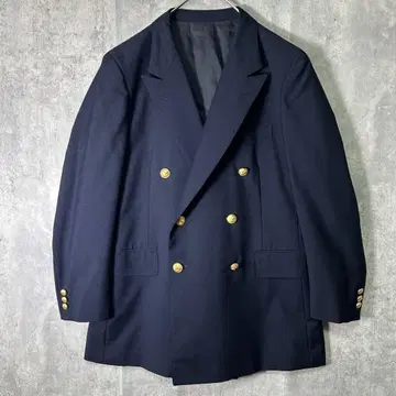 고급 모헤어 혼방 네이비 블레이저 더블 골드 버튼 빈티지