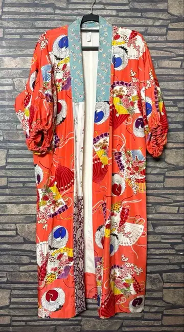 기모노 리메이크 겉옷 가디건 순수 실크 핸드메이드 코트 롱 가운