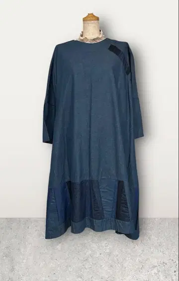 데님 원피스 패치워크 루즈한 사이즈 일본제 가슴 너비 60cm