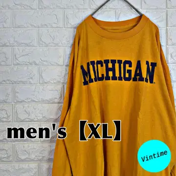 V876 [MICHIGAN] 프린트 롱 슬리브 [남성용 XL] 머스타드