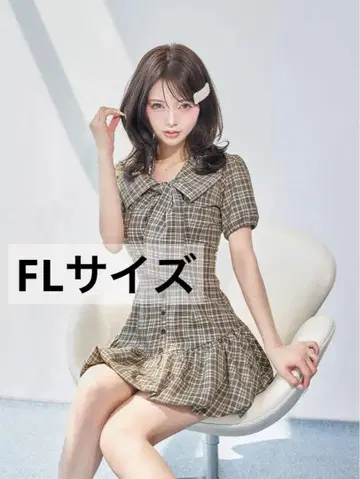 다리치 빅 리본 벌룬 체크 미니 원피스 FL