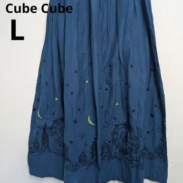 1회 한정 CubeCube 센소유니코 40 롱 스커트 자수