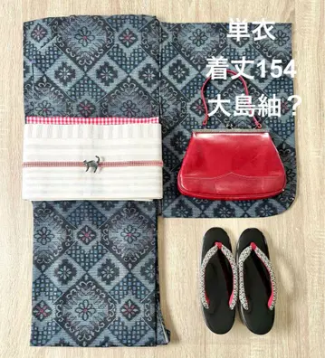 오시마 명주? 코몬 기모노 히토에 기장 154 네이비 네이비 아이