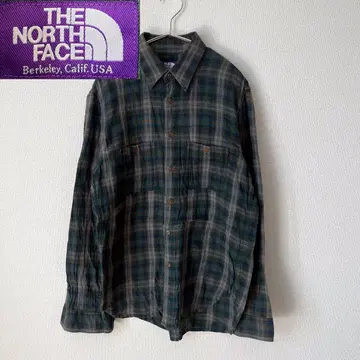 THE NORTH FACE 체크 무늬 긴팔 셔츠 L 사이즈 보라색 택 L