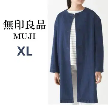 무인양품 MUJI 데님 노카라 코트 XL 스트레치