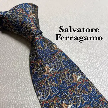 살바토레 페라가모 넥타이 스트라이프 도트 체크 블루 파란색