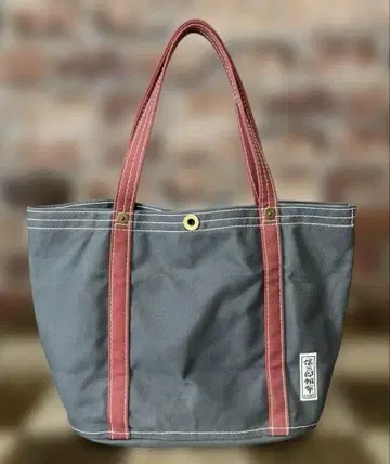 이치자와 신자로 캔버스 H-04 중간 파랑 쥐색 x 빨간색 토트백