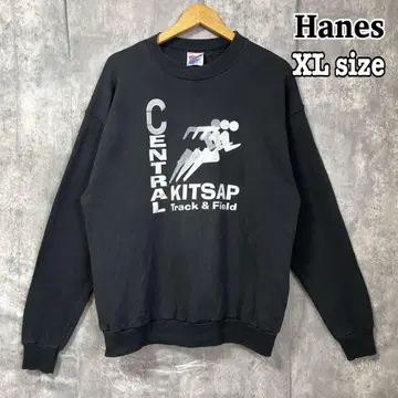 90s 헤인즈 빈티지 트레이닝복 블랙 XL 속기모 남성용 구제 의류 긴팔