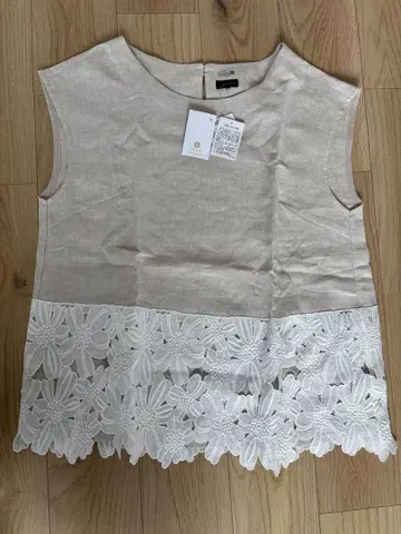 TALBOTS 린넨 플라워 레이스 슬리브리스 상의