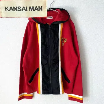 KANSAI MAN 집업 후드티 레드/블랙 일본제 M3 자수