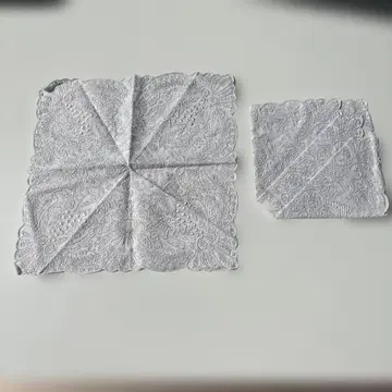 산터우 총 자수 손수건 2장