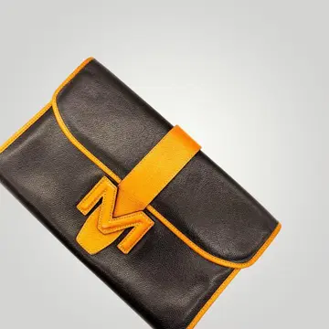 모라비토 MORABITO 클러치백 블랙 x 오렌지 가죽 M로고
