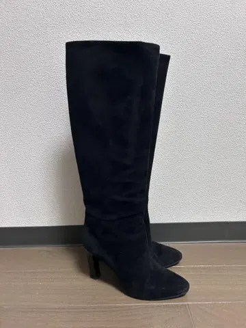 미셸 비비안 블랙 스웨이드 롱 부츠 37