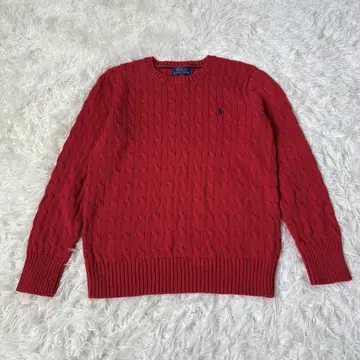 새상품급 Ralph POLO 랄프 로렌 폴로 케이블 니트 스웨터 레드