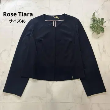 새상품급 Rose Tiara 노카라 자켓 빅 사이즈 46 네이비
