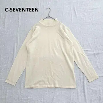 C 세븐틴 모크넥 스웨터 울 100% 니트 라이트 베이지