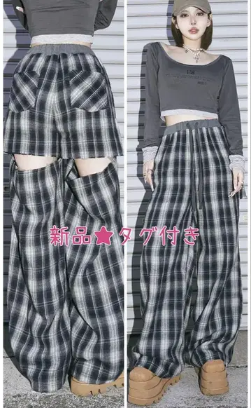 택 포함 새상품 다리치 도킹 체크 크루즈 팬츠 네이비