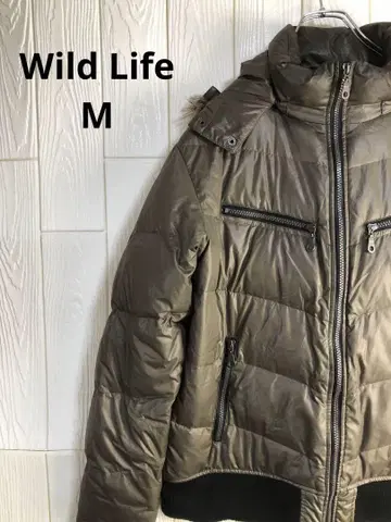 Wild Life 올리브 그린 다운 자켓 후드 부착 M 사이즈