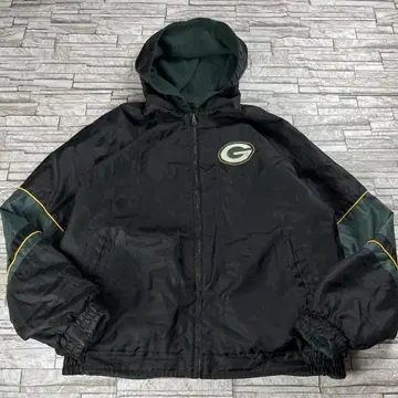 90s NFL 패커스 리버서블 패딩 자켓 팀 로고 그린