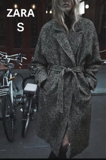 ZARA 그레이 벨트 롱 코트 S
