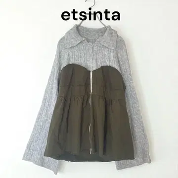 etsinta 시엔타 리메이크 밀리터리 뷔스티에 니트 카키