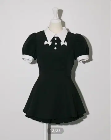 pium 리본 칼라 셋업 블랙