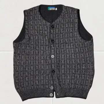 J1316 이탈리아제 울 케이블 짜임 니트 베스트 그레이