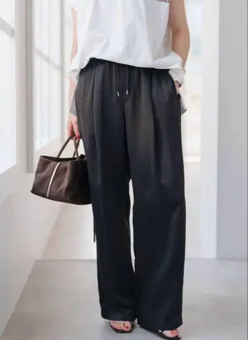 스픽앤스팬 와셔 새틴 이지 팬츠 블랙 40