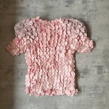 팝콘 상의 반팔 핑크 플리츠