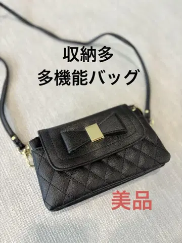 퀼팅 디자인 블랙 숄더 지갑백