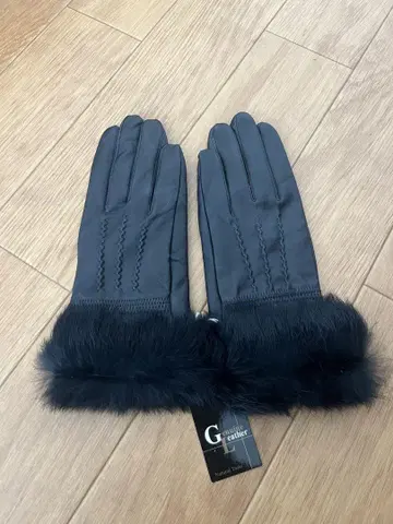 양가죽 블랙 장갑 퍼 포함 22cm / 미사용