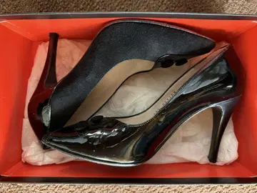 가격 인하 블루노마리 블랙 에나멜 스웨이드 하이힐 펌프스