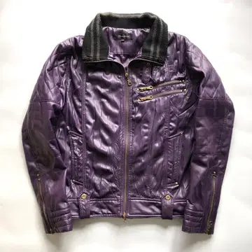 가죽 자켓 place plan 블루종 퍼플 S 1 라이더 자켓