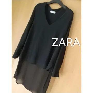ZARA 앞뒤 기장 다른 쉬폰 상의 블랙