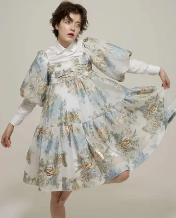 POPPY GOLD JACQUARD PUFF MINI DRESS