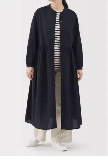 무인양품 면 보일 긴팔 원피스