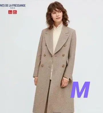 유니클로 x 이네스 더블 브레스트 트위드 코트 M