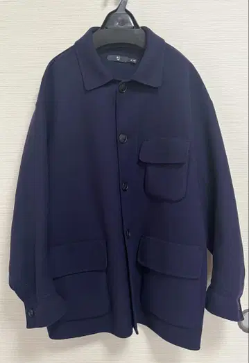 UNIQLO +J 더블 페이스 오버 사이즈 워크 자켓 울 블렌드