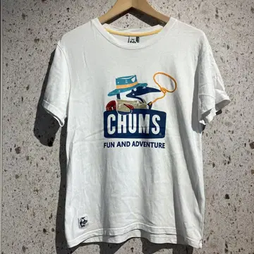 CHUMS 프린트 T셔츠 참스 남성용 화이트